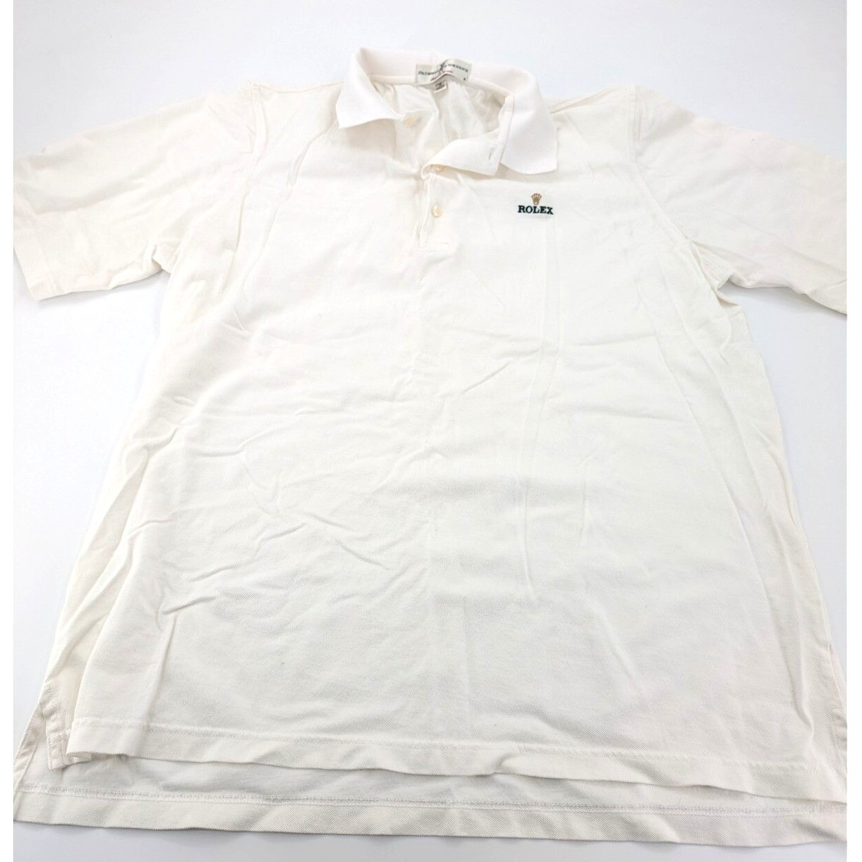 Vtg Fairway  Greene Rolex Golf Polo Shirt Mens White Short Sleeve Cotton Crown